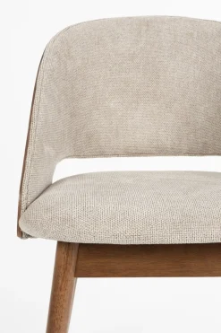 Chaise en tissu beige et bois d'hévéa Velore - Dutchbone