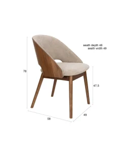 Chaise en tissu beige et bois d'hévéa Velore - Dutchbone