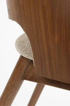 Chaise en tissu beige et bois d'hévéa Velore - Dutchbone