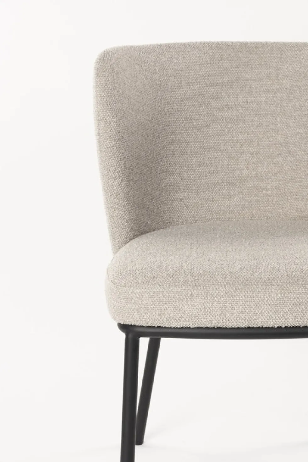 Chaise en tissu beige et métal noir Marius - The Cool Republic