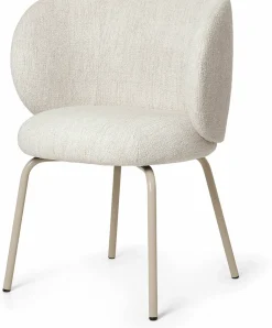 Chaise en tissu bouclé blanc sur pieds beiges 69 x 69 cm Rico - Ferm Living