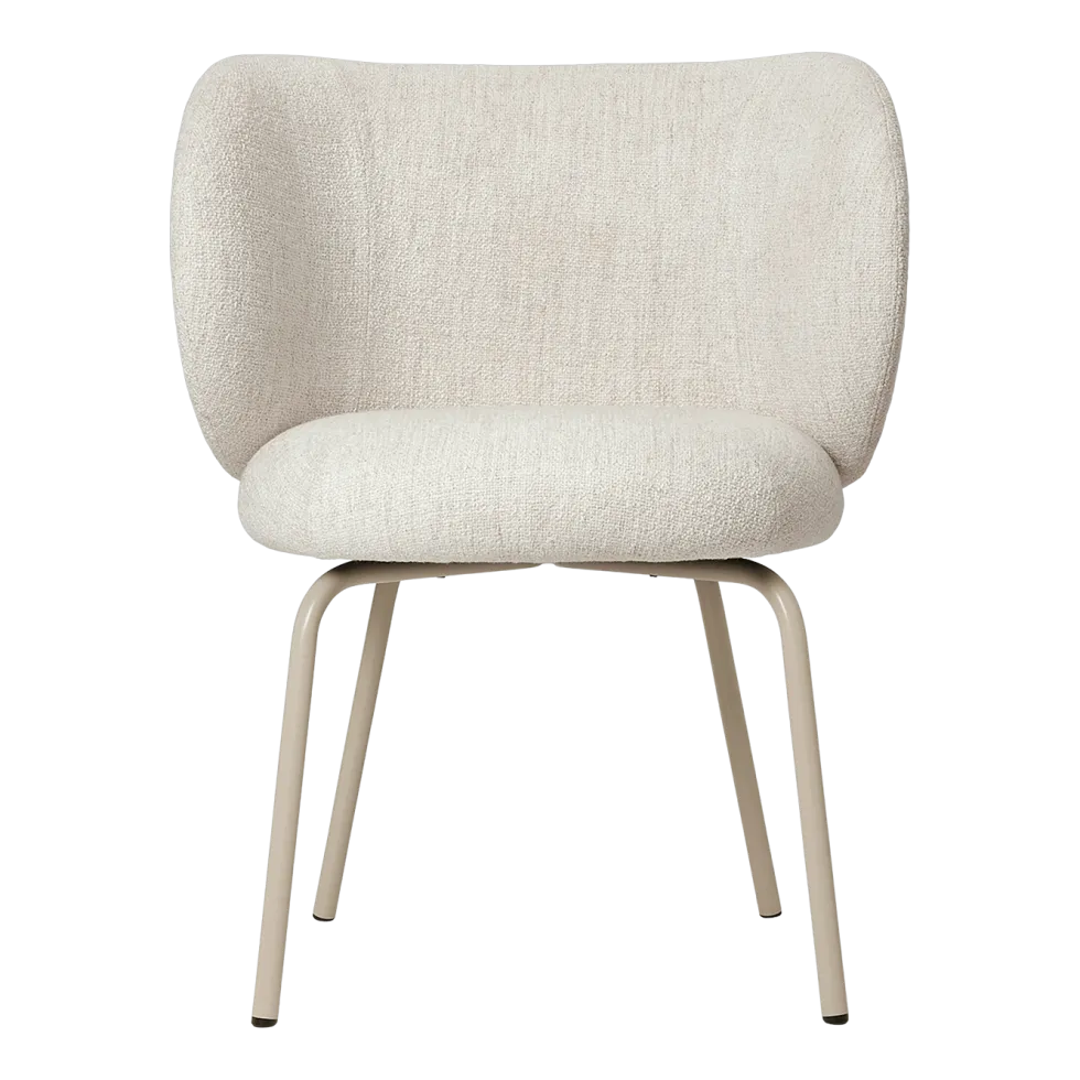 Chaise en tissu bouclé blanc sur pieds beiges 69 x 69 cm Rico - Ferm Living