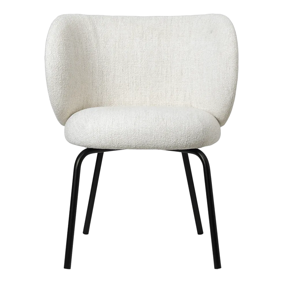 Chaise en tissu bouclé blanc sur pieds noirs 69 x 69 cm Rico - Ferm Living