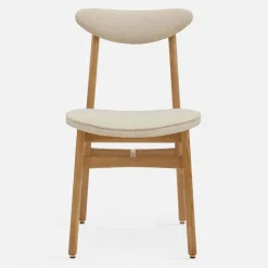 Chaise en tissu bouclé crème et frêne nature 52 x 45 Série 200-190 - 366 Concept