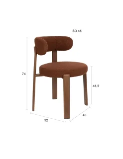 Chaise en tissu bouclette marron et métal marron Sora - The Cool Republic