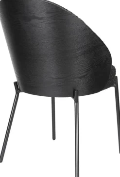 Chaise en tissu bouclé noir Rodin - Dutchbone