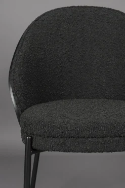 Chaise en tissu bouclé noir Rodin - Dutchbone