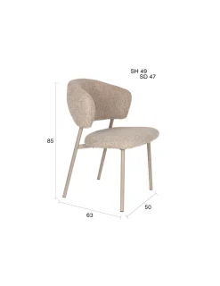 Chaise en tissu et acier beige Nalia - The Cool Republic