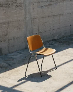 Chaise en tissu jaune et acier chromé DSC 106 - Anonima Castelli