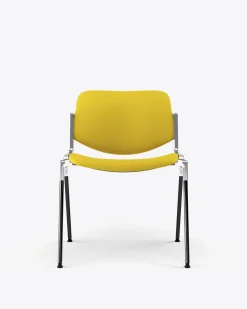 Chaise en tissu jaune et acier chromé DSC 106 - Anonima Castelli