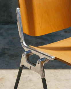 Chaise en tissu jaune et acier chromé DSC 106 - Anonima Castelli