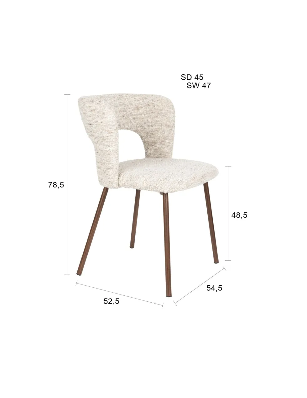 Chaise en tissu marron et métal Arven - The Cool Republic