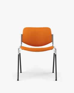 Chaise en tissu orange et acier chromé DSC 106 - Anonima Castelli
