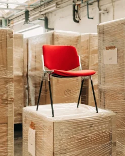 Chaise en tissu rouge et acier chromé DSC 106 - Anonima Castelli