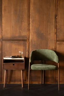 Chaise en tissu vert et acier bronze Naida - Dutchbone