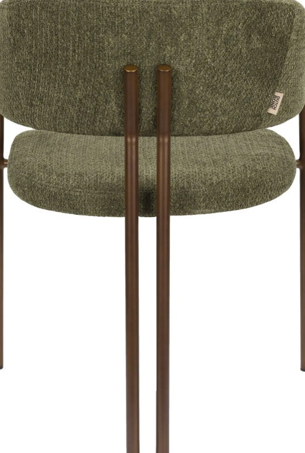 Chaise en tissu vert et acier bronze Naida - Dutchbone