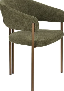 Chaise en tissu vert et acier bronze Naida - Dutchbone