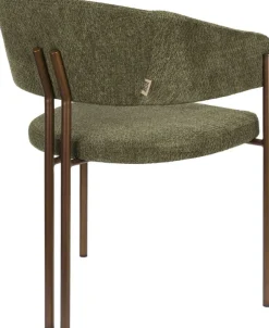 Chaise en tissu vert et acier bronze Naida - Dutchbone