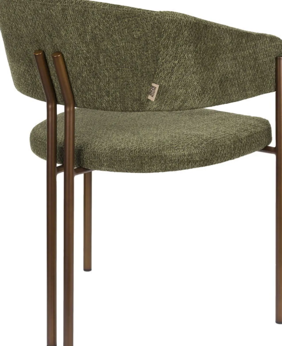 Chaise en tissu vert et acier bronze Naida - Dutchbone