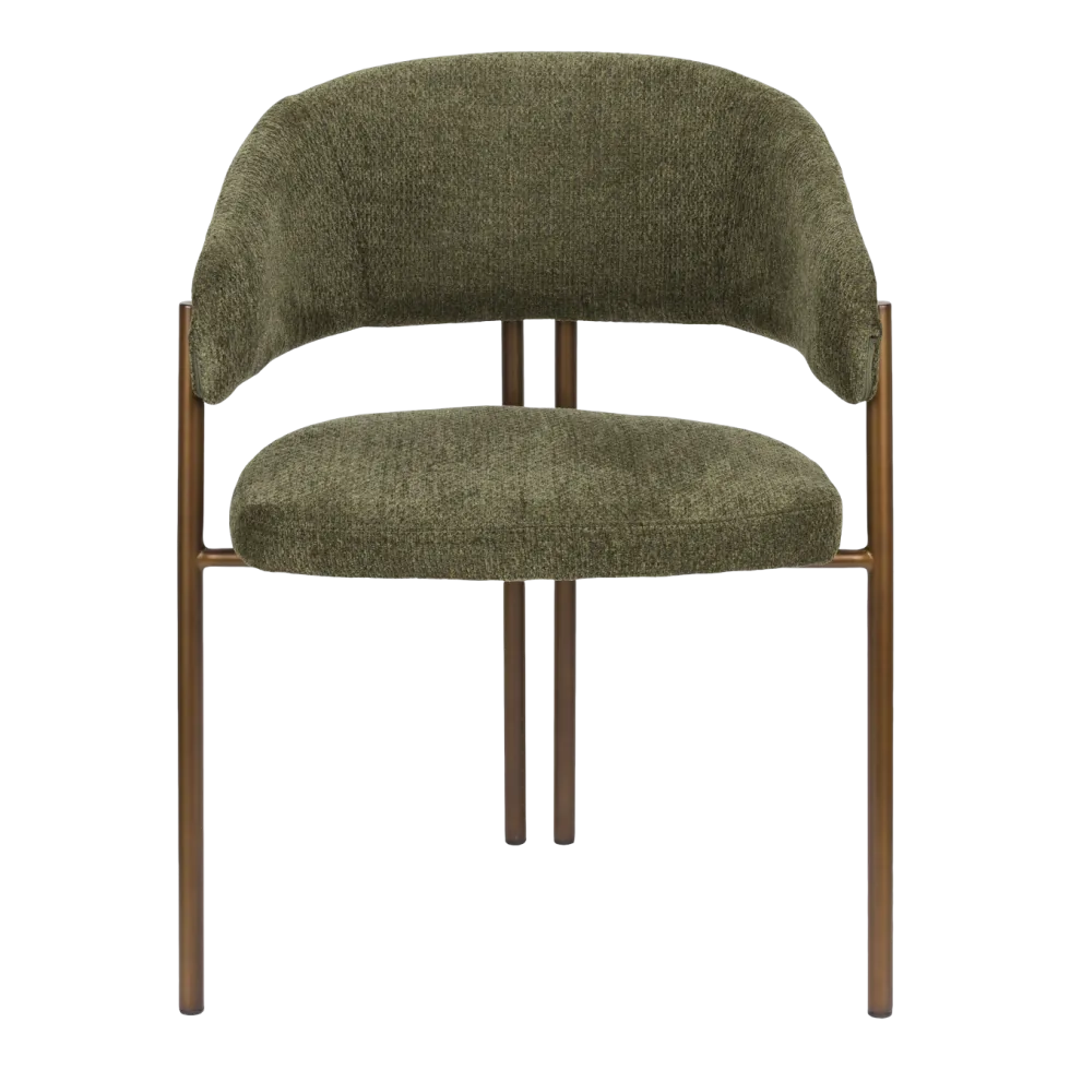 Chaise en tissu vert et acier bronze Naida - Dutchbone