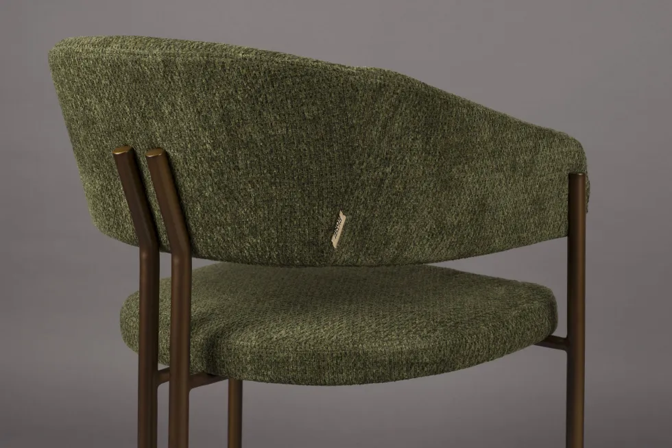 Chaise en tissu vert et acier bronze Naida - Dutchbone