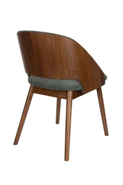 Chaise en tissu vert et bois d'hévéa Velore - Dutchbone