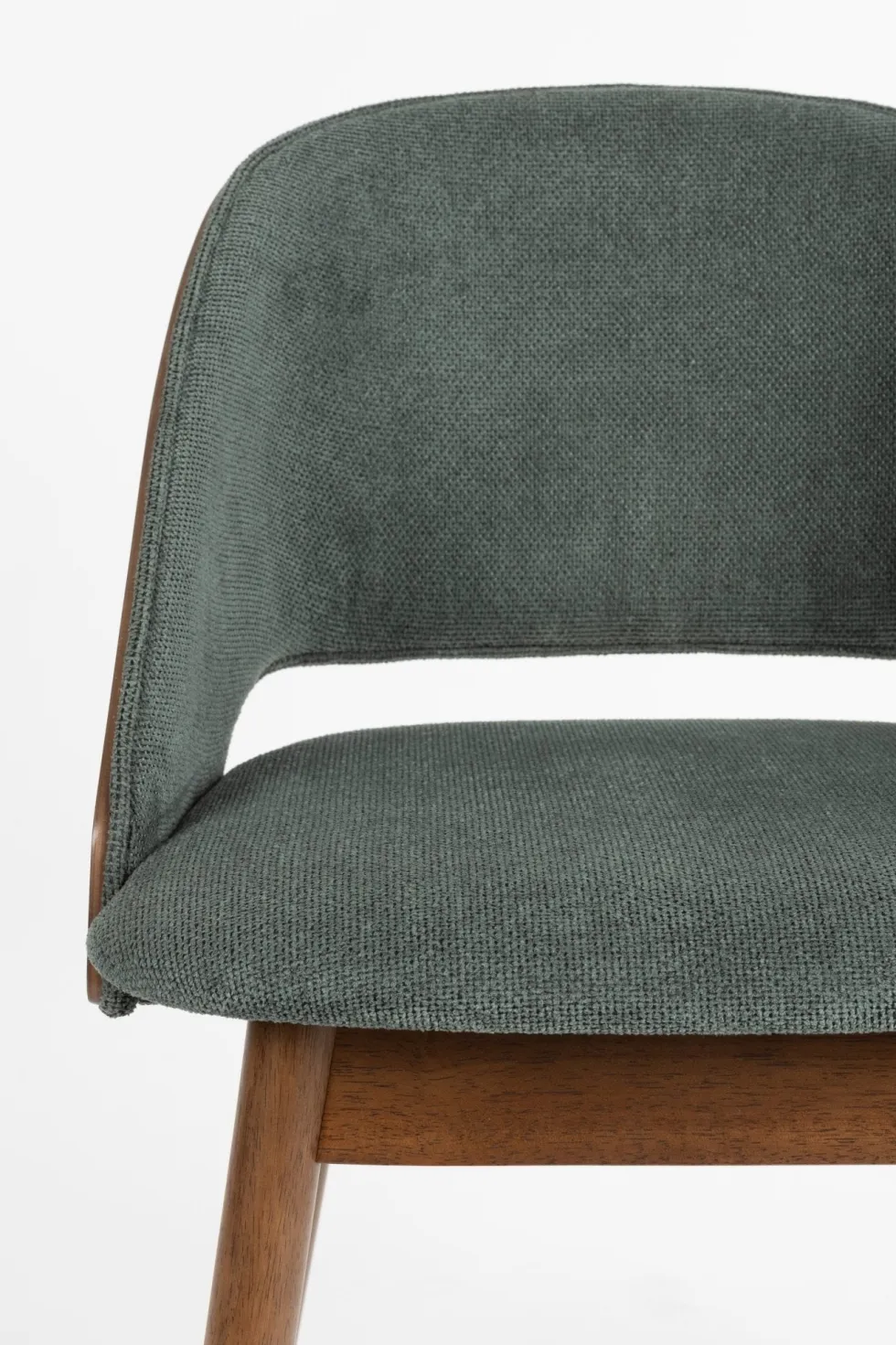 Chaise en tissu vert et bois d'hévéa Velore - Dutchbone