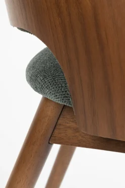 Chaise en tissu vert et bois d'hévéa Velore - Dutchbone