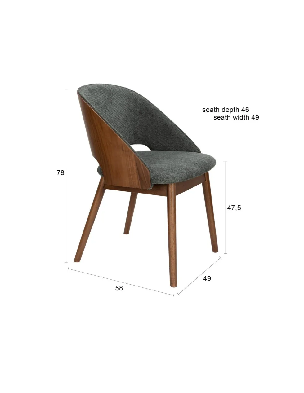 Chaise en tissu vert et bois d'hévéa Velore - Dutchbone