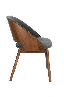 Chaise en tissu vert et bois d'hévéa Velore - Dutchbone