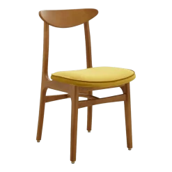 Chaise en velours brillant moutarde et frêne foncé 52 x 45 Série 200-190 Mix - 366 Concept