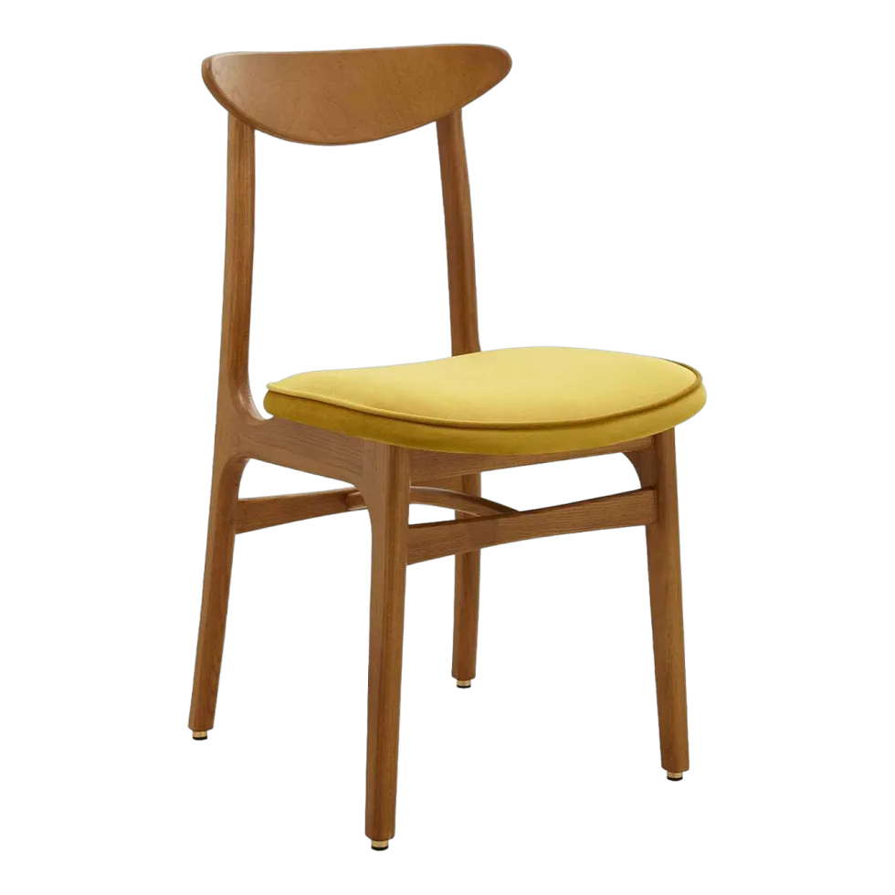 Chaise en velours brillant moutarde et frêne foncé 52 x 45 Série 200-190 Mix - 366 Concept