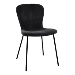 Chaise en velours côtelé anthracite Daia - Pomax