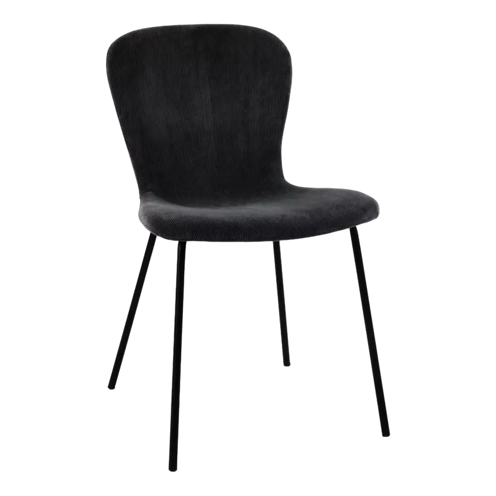 Chaise en velours côtelé anthracite Daia - Pomax
