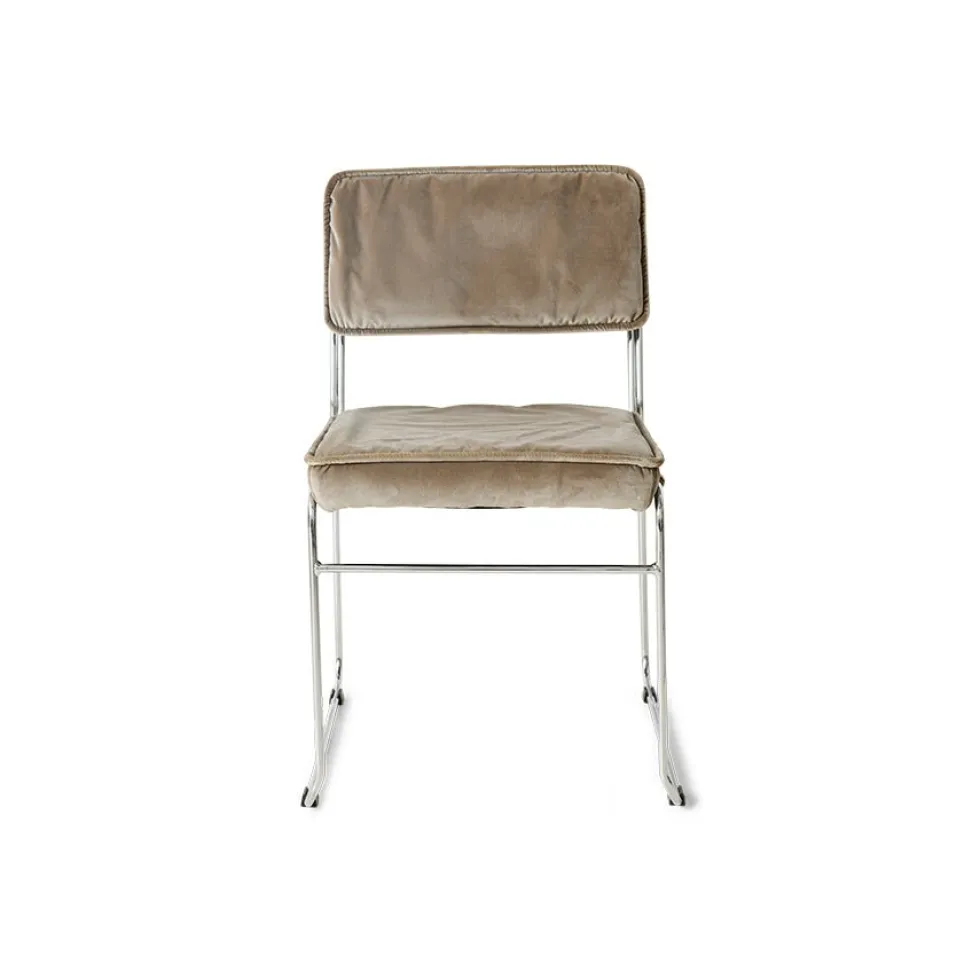 Chaise en velours marron et acier chromé Endless - HKLiving