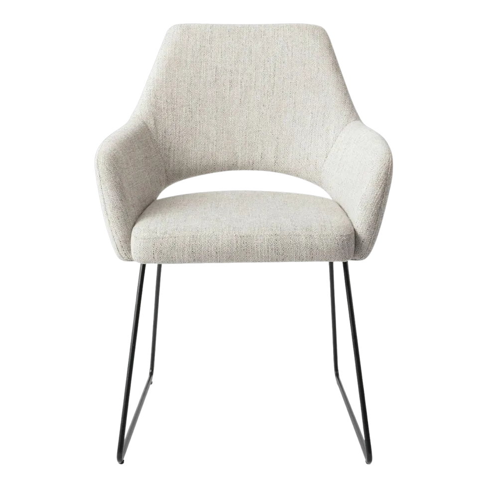 Chaise gris clair pigeon avec pieds élégants en métal noir Yanai - Jesper Home