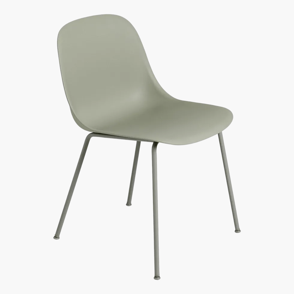 Chaise gris vert piétement tubes Fiber - Muuto