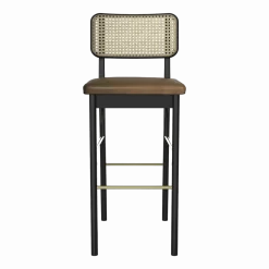 Chaise haute 65 cm en chêne noir et cuir tabac Cannage - RED Edition