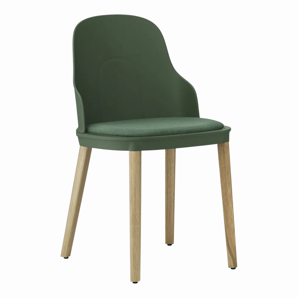 Chaise à l'assise en tissu MLF vert parc et au piètement en chêne Allez Park vert - Normann Copenhagen