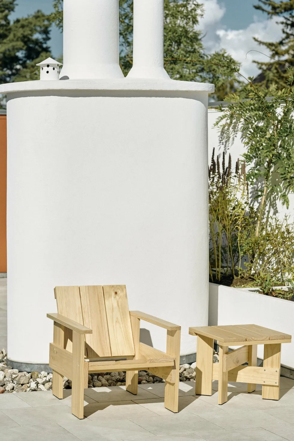 Chaise longue d'extérieur en pin naturel lanche Crate - Hay