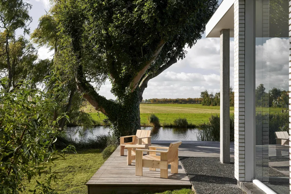 Chaise longue d'extérieur en pin naturel lanche Crate - Hay