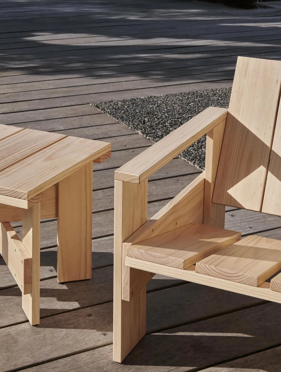 Chaise longue d'extérieur en pin naturel lanche Crate - Hay