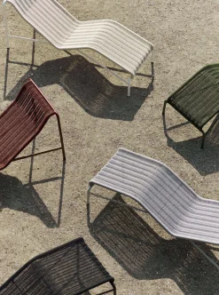 Chaise longue en corde et acier crème 65x164x70cm Palissade - Hay
