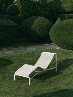 Chaise longue en corde et acier crème 65x164x70cm Palissade - Hay