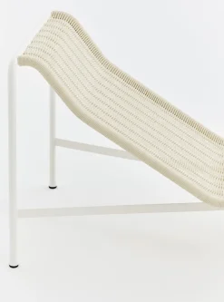 Chaise longue en corde et acier crème 65x164x70cm Palissade - Hay