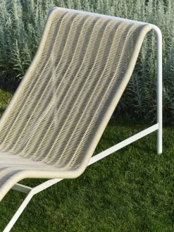 Chaise longue en corde et acier crème 65x164x70cm Palissade - Hay