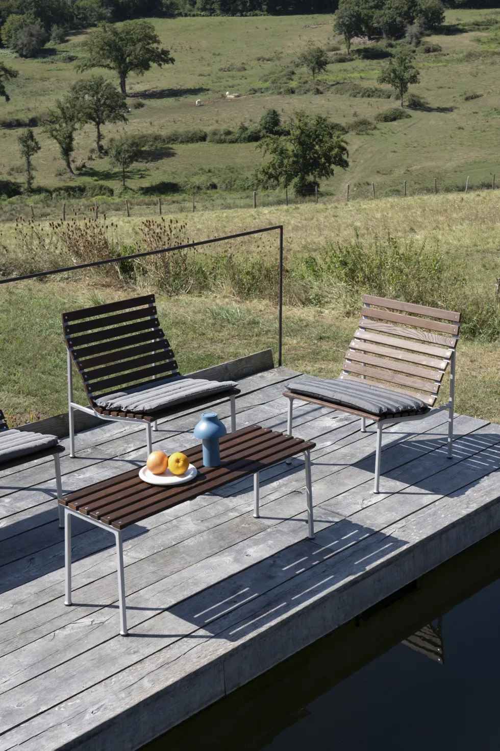 Chaise longue en frêne huilé et aluminium 70x63x80cm Traverse - Hay
