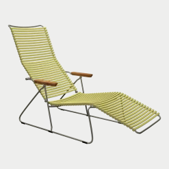 Chaise longue en métal et plastique jaune citron 143x60,5x96cm sunlounger Click - Houe