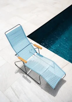 Chaise longue en métal et plastique jaune citron 143x60,5x96cm sunlounger Click - Houe
