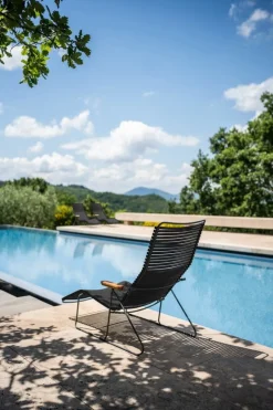 Chaise longue en métal et plastique jaune citron 143x60,5x96cm sunlounger Click - Houe